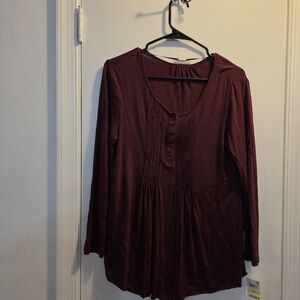 Women's Burgundy Long Sleeve Top